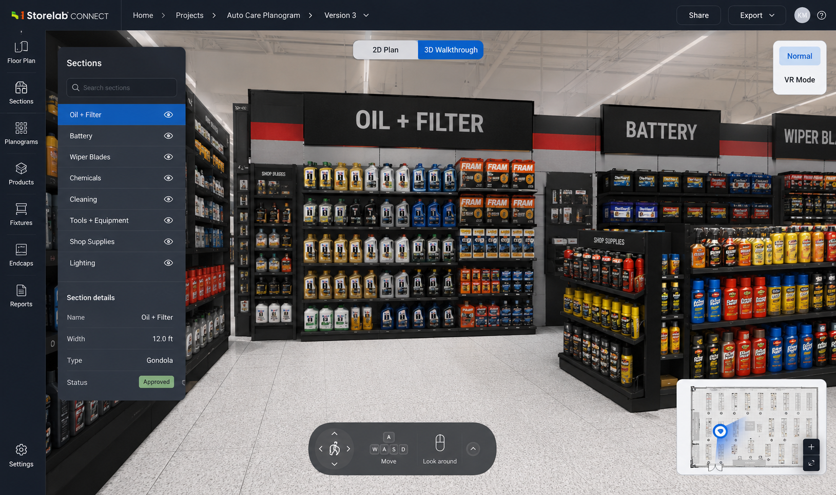 3D store planogram in Storelab CONNECT