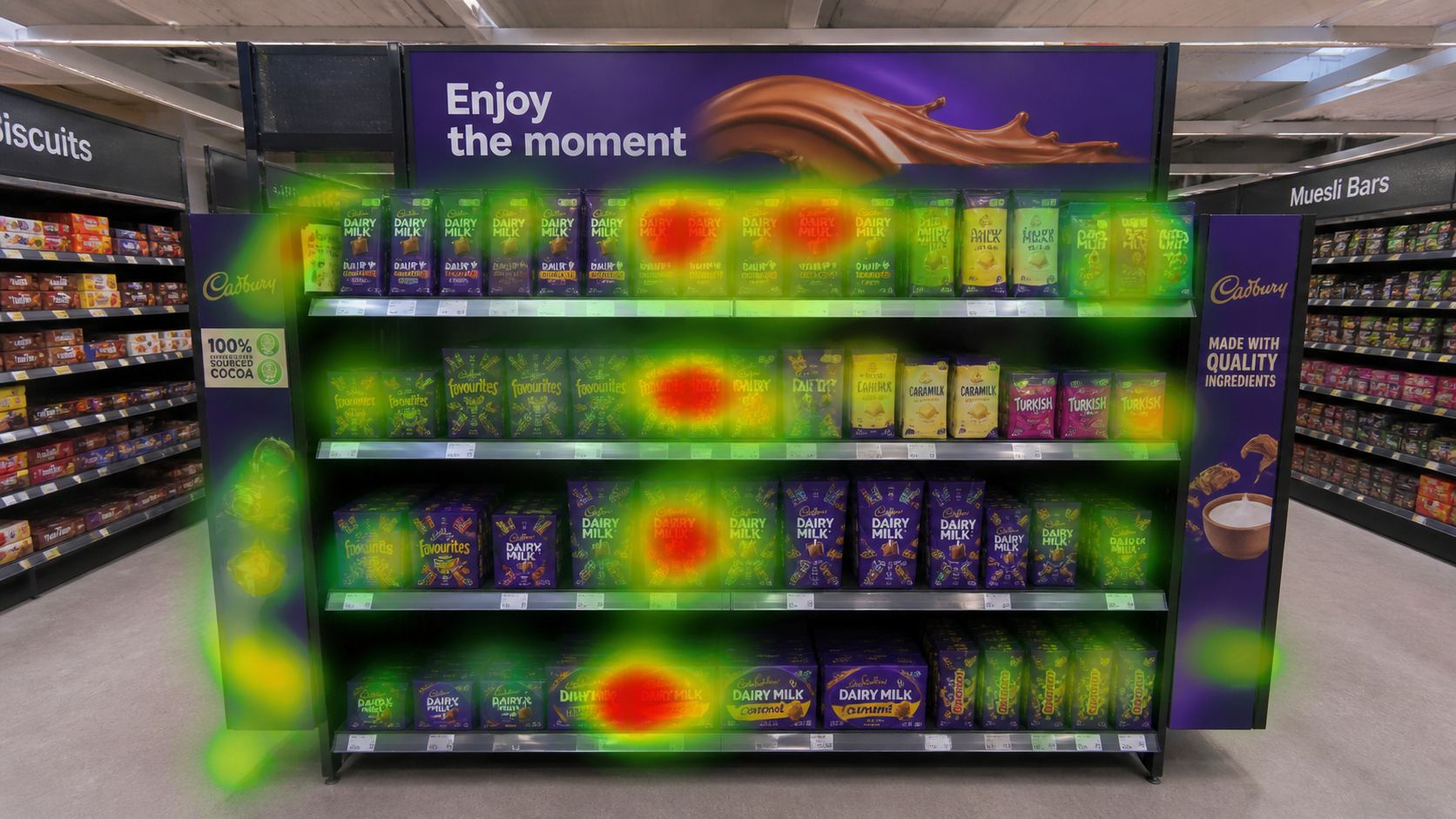 What VR captures that other methods cannot' an eye-tracking heatmap visualisation overlaid on a virtual fixture, showing where shopper attention concentrated.