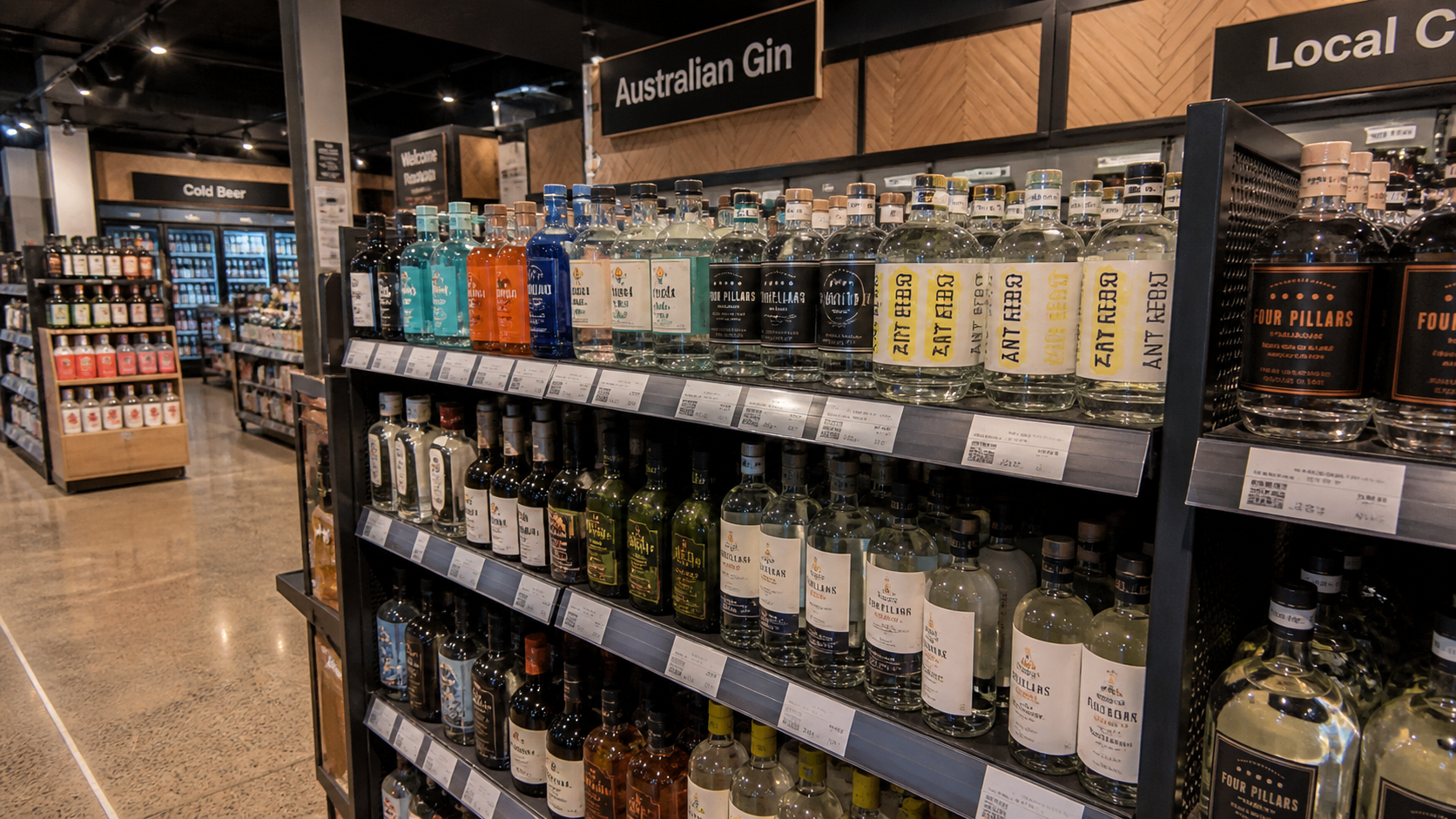a VR walkthrough still showing a populated retail fixture with multiple pack variants on displa
