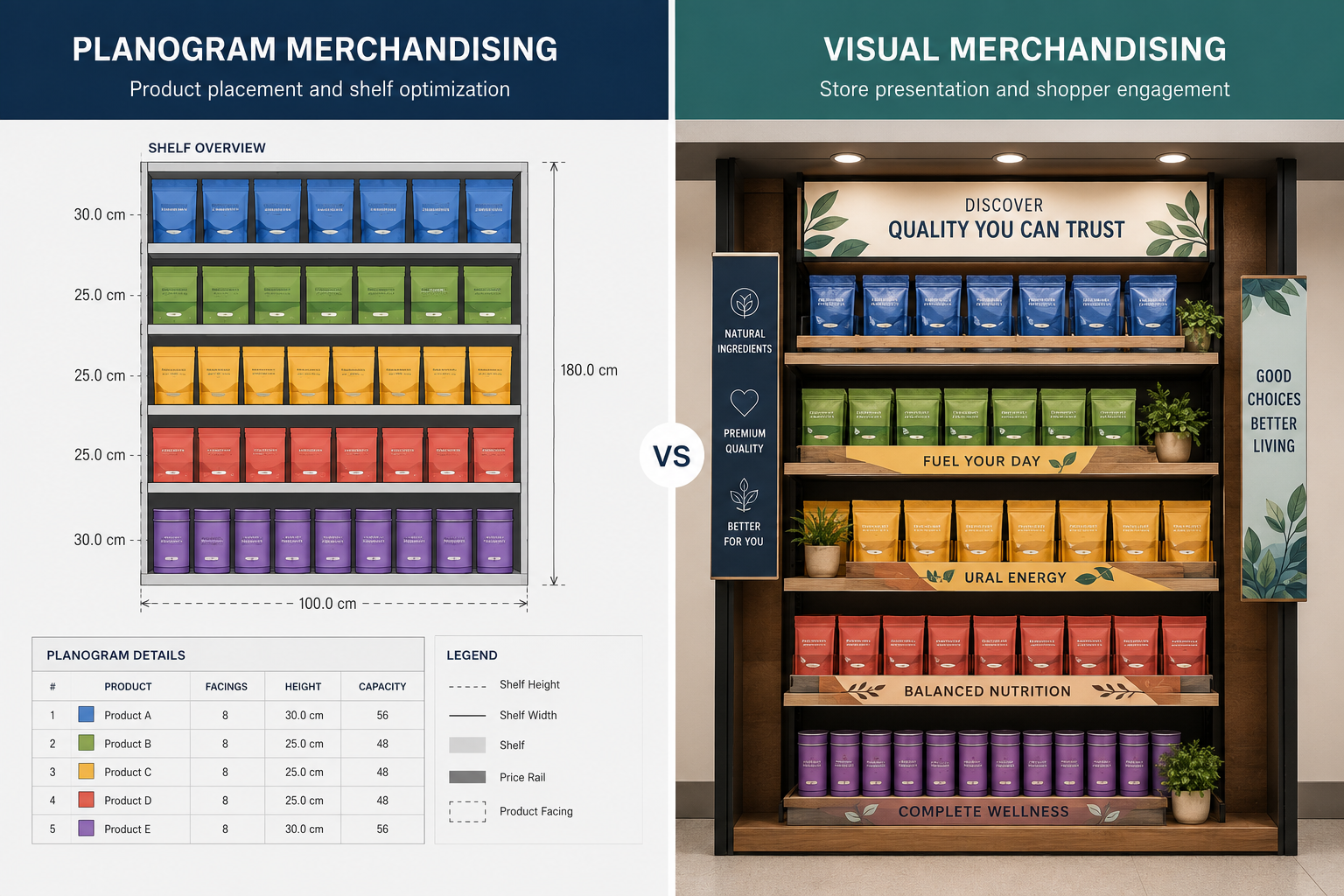 Planogram vs visual merchandising display